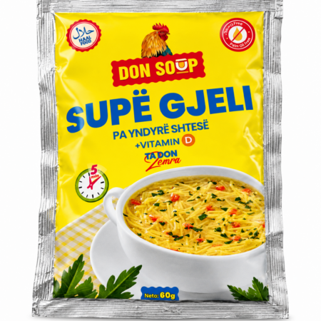 Hühnersuppe im gelben Portionsbeutel